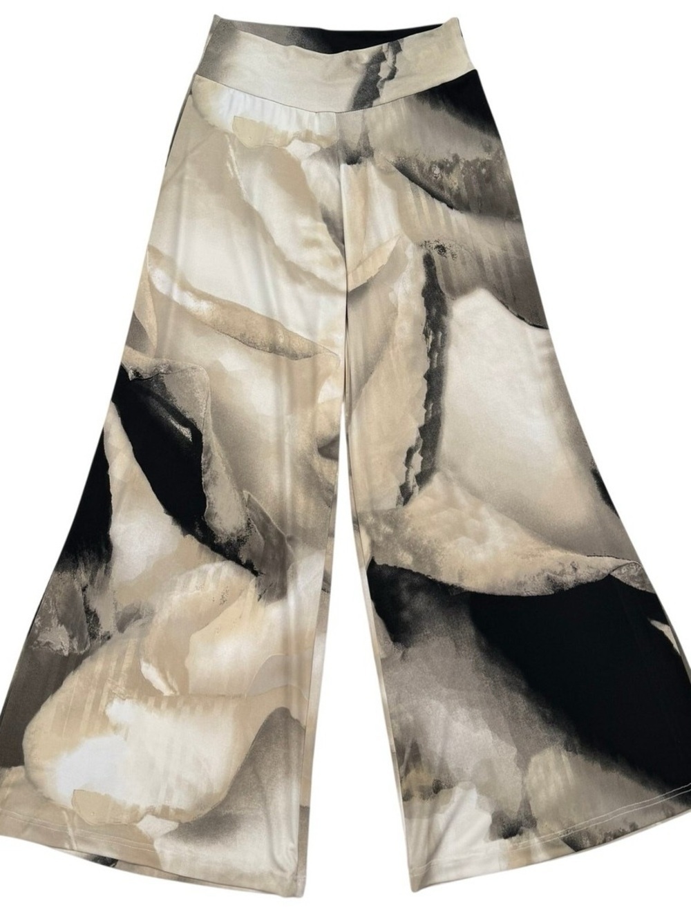 VTG Clara Sun Woo Artsy Abstract Wide Leg  Palazoo Pant Watercolors Sz 1X Slinky